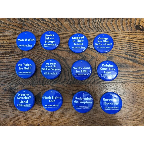 2013 PENN STATE CITIZENS BANK COMPLETE FOOTBALL SEASON SLOGAN BUTTON SET - Picture 1 of 5